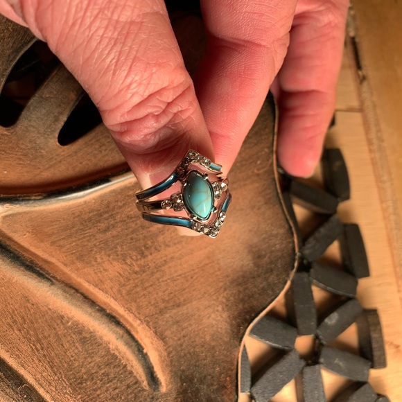 NWOT 3pc set of a Elegant Fashion Creative Vintage style  Turquoise Ring - Picture 4 of 5